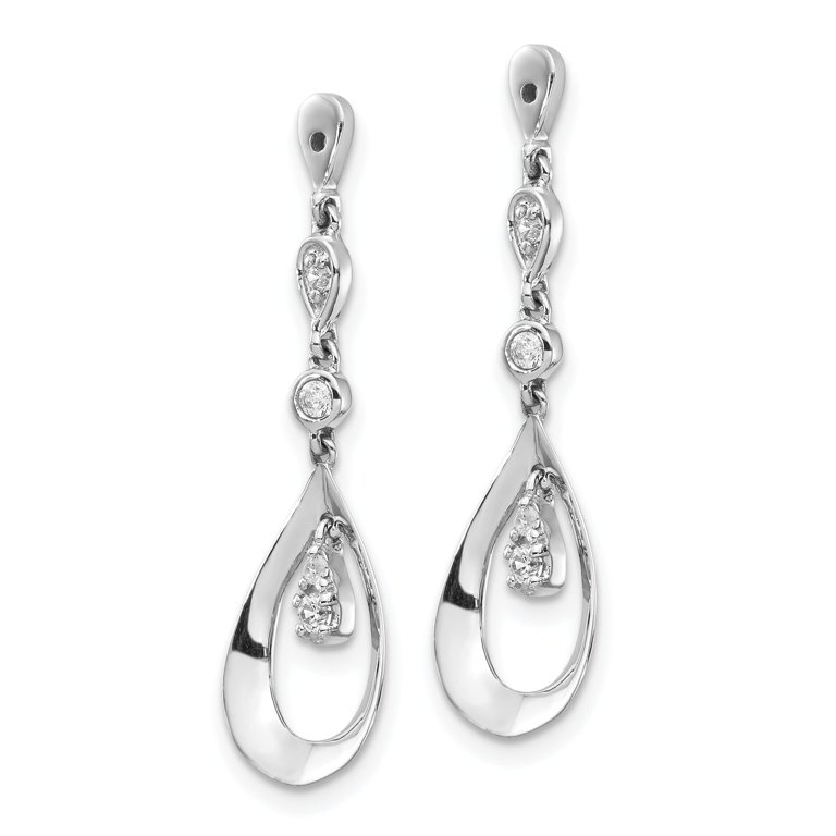 14K White Gold Diamond Dangle Drop Earring Jackets for Stud Earrings  (0.125Cttw)