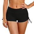 thumbnail image 2 of TrendOFT Womens Swim Board Shorts High Waisted Quick Dry Bathing Suit Bottoms 3" Boy Shorts Adjustable Ruched Side Bikini Shorts Black L, 2 of 5