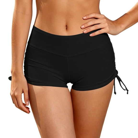 DHFJKG Womens Swim Shorts Athletic Swimsuit High Waisted Tummy Control Solid Color Water Sports Swimwear Bottoms Versatile Beachwear