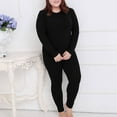 thumbnail image 7 of Rigardu Thermal Underwear for Women Crew Neckwomen's Thermal Underwear Long Top & Bottom Set Solid Color Mm Plus Plus Size Long Underwear Wool Plus Light Women's Thermal Underwear Sets Black L, 7 of 7
