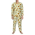thumbnail image 3 of Honeii Vintage White Polka Dot Sunflower Pattern Mens Pajamas Set,2pcs Men's Lounge Long Sleeve Sleep Shirt and Pajama Bottoms Sleepwear Set,Mens Pjs Sets-Large, 3 of 7