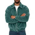 thumbnail image 6 of Qgtaibl Corduroy Jacket for Men Vintage Solid Color Zip Up Bomber Coat Loose Fit Lapel Causal Outwear with Pockets Green L, 6 of 8