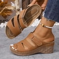 thumbnail image 2 of Modisza Orthopedic Slides Sandals for Women Open Toe Wedge Heeled Shoes Platform Arch Support Slip on Summer Slippers size 9 Brown, 2 of 5