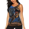 thumbnail image 1 of Balery Starry Night Charging Dinosaur Camiseta sin mangas estampada ligera para mujer, tops de entrenamiento sin mangas, camisetas de yoga transpirables de secado rápido.-XX-Large, 1 of 7