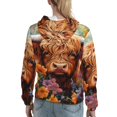 thumbnail image 7 of Cauagu Countryside Colorful Floral Cow for Women's Hooded Sweatshirts Pullover Hoodie for Women Fall Workout Sweat Long Sleeve Preppy Sweatshirts-Small, 7 of 7