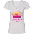 thumbnail image 3 of Inktastic Summer Enjoy the Sunshine Cocoa Beach Florida in Pink Women's V-Neck T-Shirt, 3 of 5