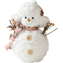 Plush Snowman Statue Cute Christmas Figurine Winter Desktop Ornament for Garden Outdoor Party Wedding Decoration Supplies