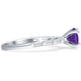 thumbnail image 5 of Petite Round Solitaire Ring Baguette Amethyst Cubic Zirconia White Tone 925 Sterling Silver, Size 9, 5 of 7