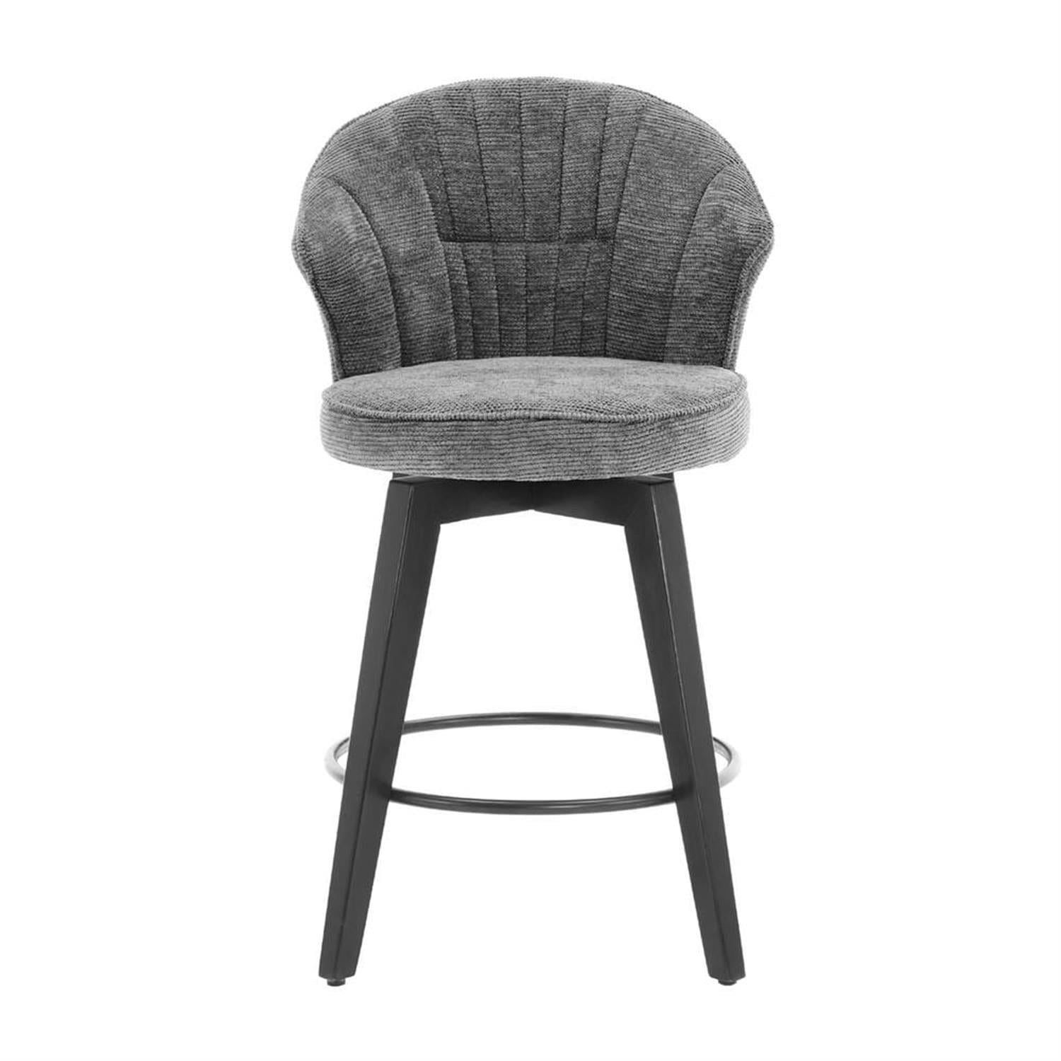 Demi Bonn 36" Counter Height Bar Stools Set of 2, Swivel Barstools with Back, Chenille Upholstered, Kitchen Island Countertop Chairs for Dining Room, Gray