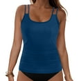 thumbnail image 3 of TOWED22 Women's Tummy Control Tankini Top Only Athletic Fit Quick Dry Tankini Top Moisture Wicking Swimwear for Women（Blue,XXL）, 3 of 8
