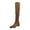 Brown, variant on Boots for Women,Stylish Pointed Toe Ruffled Knee High Fashion Boots with Mid Heel for Casual All Seasons Wear,Knee High Boots Women,Black,6