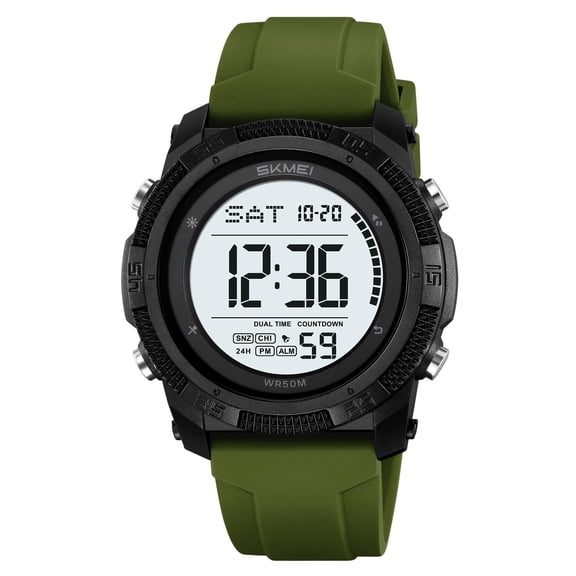 Large Digital Waterproof Sports Watch for Men and Women - Multifunctional Luminous Wristwatch with Silicone Strap, Alarm, Stopwatch, and Time Display for Outdoor Activities,Multicolor A