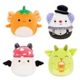thumbnail image 1 of Squishmallows Original 5-Inch Halloween 4-Pack – Gabin Pumpkin Axolotl, Fitzy Goblin Holding Latte, Malcolm Bat Mushroom, Ms. K Purple Clown – Official Jazwares Plush (Little), 1 of 5