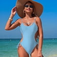 thumbnail image 3 of LYMAYTER Women's Backless Swimsuit One-piece Bathing Suit Solid Color Bathing Costume S-XL, 3 of 5