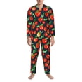 thumbnail image 3 of Picia Tomatoes Pattern Men’s Long-Sleeve Sleepwear Set - Soft 2-Piece Loungewear with Pockets, Comfy PJs for Relaxing Nights-Large, 3 of 7