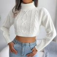 thumbnail image 2 of Vedolay Sweater for Women 2023 Lightweight Turtleneck Knit Top Loose Pullover Sweater White,M, 2 of 5