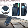 thumbnail image 5 of for iPhone 13, PU Leather Wallet Case Back with Elastic Card Slot Magnetic Clasp Kickstand Hand Strap Protective Cover for iPhone 13 6.1 inch 2021 (Blue), 5 of 11