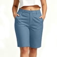 thumbnail image 2 of LEAVINGSUO Dress Shorts for Women Plus Size Women's High Waisted Work Shorts with Pockets, Fashion Solid Color Dress Shorts Gray M, 2 of 6
