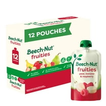 Beech-Nut Fruities Stage 2 Baby Food, Pear Banana & Raspberries, 3.5 oz Pouch (12 Pack)