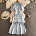 thumbnail image 5 of Vestido con diamantes de cola de pez para mujer, vestido de noche adelgazante con cuello en V, estilo Palacio, vestido romántico francés 2024, 5 of 5