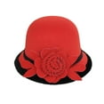 thumbnail image 2 of XIAOCHA Women Floral‑Accent Cloche Hat Solid Dress Hat Outdoor Street Hat,R, 2 of 3