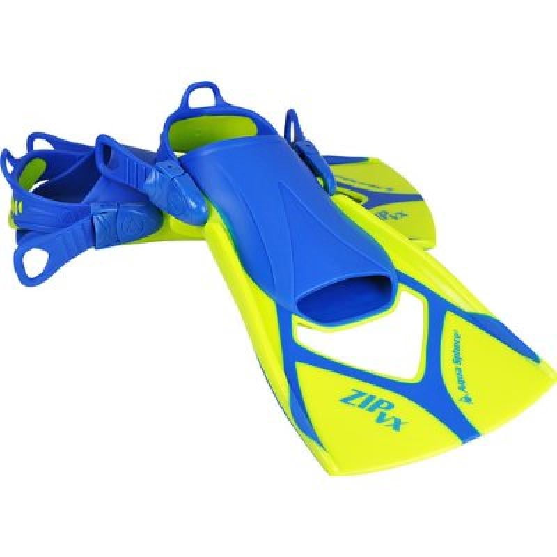 aqua sphere zip vx fitness swim fins, lime/blue, large