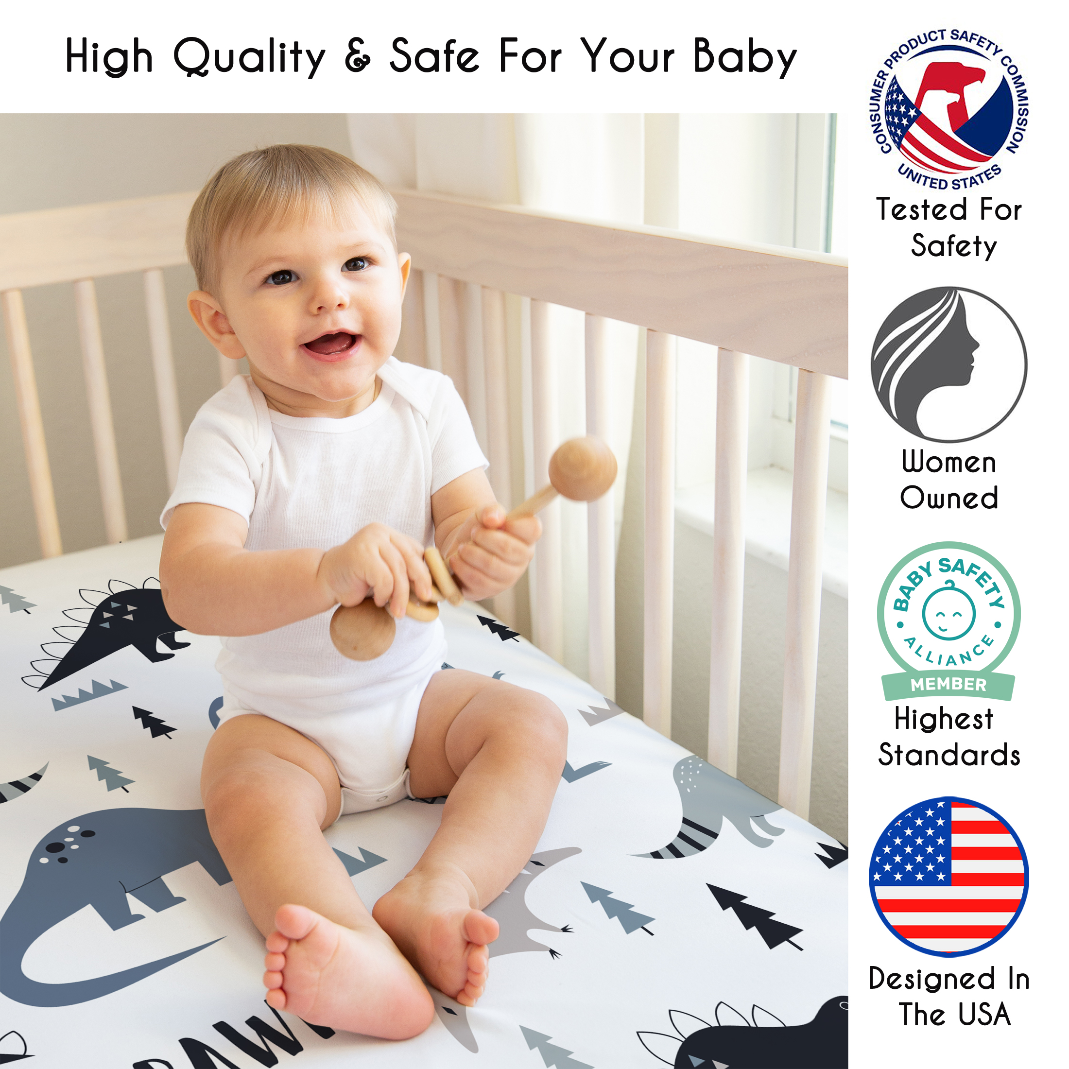 Sweet Jojo Designs Mod Dinosaur Navy Blue and Grey Boy Fitted Crib Sheet