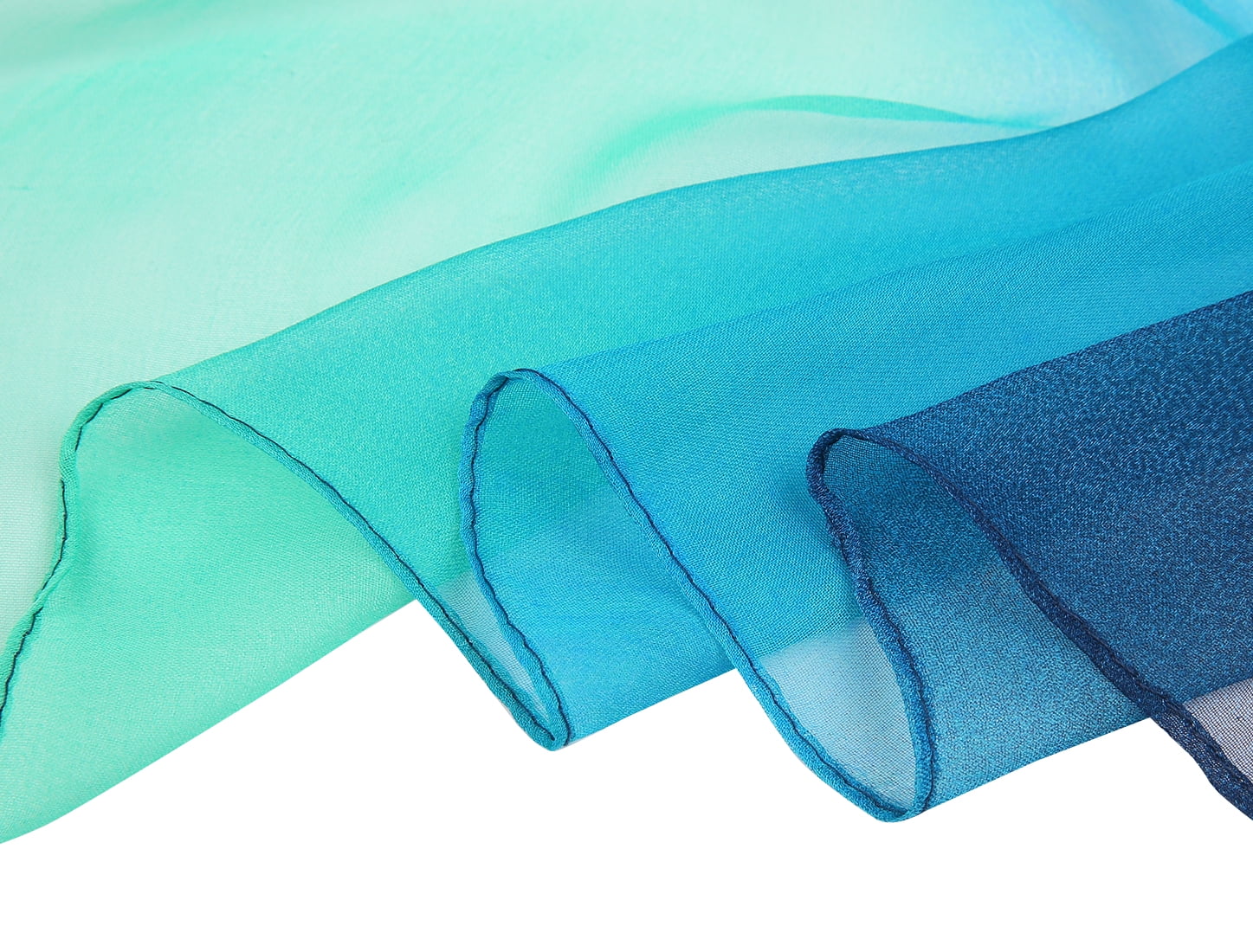 Unique Bargains Long Chiffon Lightweight Scarf Gradient Color Scarves Spring Summer for Women Blue Green / Orange 63"x19.6"