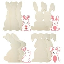 8 Pieces Large Easter Bunny Wood Cutout 8.9 x 5.5 Inch Unfinished Wooden Bunny Slices Wood Rabbit Ornament for Painting Spring Decor Easter Party Crafts DIY, 4 Styles