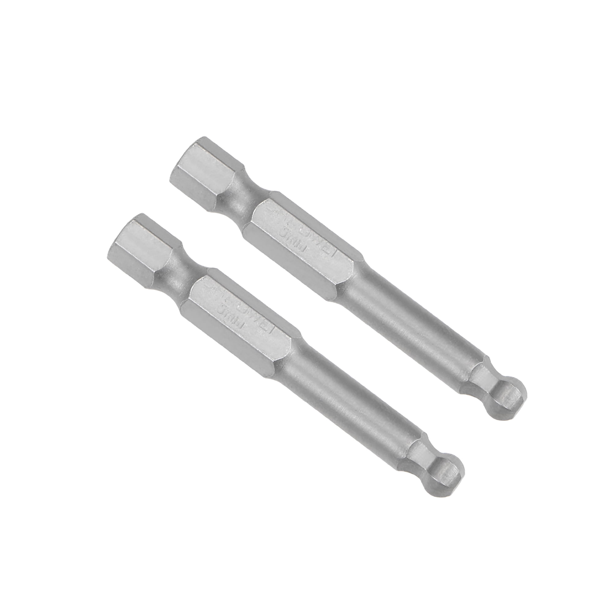 2Pcs Ball End Hex Bits 1/4 Inch Hex Shank 2 Inch Length H5 Head Screwdriver S2 HRC58