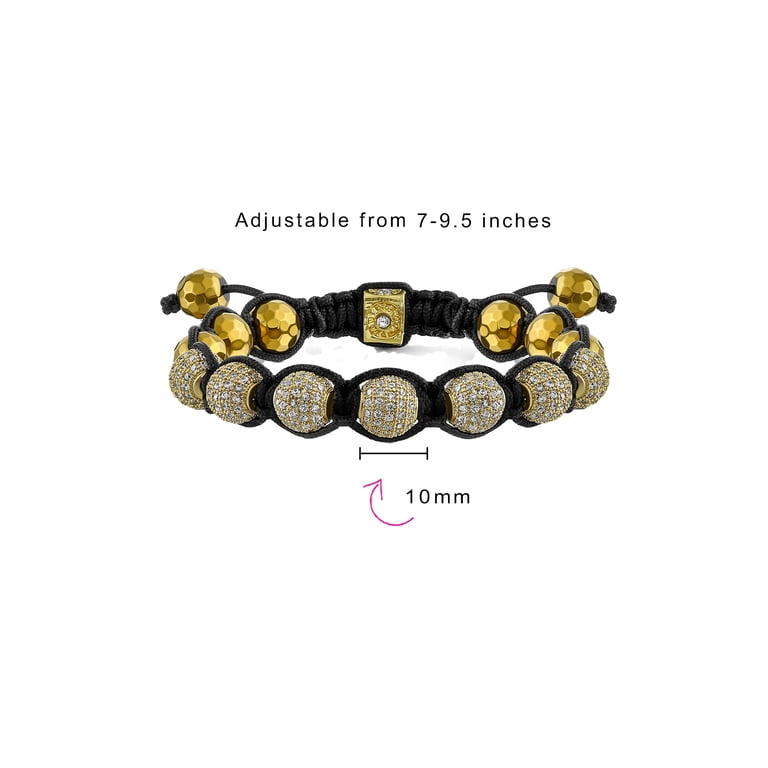 Bling Jewelry Mens Black Gold Tone Crystal Shamballa Inspired Bolo
