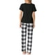 thumbnail image 3 of Pijamas de Loungewear de Cuadros para Mujeres INSPIRE CHIC, Ropa de Dormir Suave de Manga Corta con Pantalones, 3 of 5