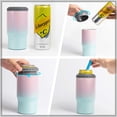 thumbnail image 4 of 4-in-1 Skinny Can Cooler for Slim Can Cooler Beer & Hard Seltzer | Stainless Steel Double Walled Vacuum Insulated Can Holder, Fits 12oz Bottle & Can Non-Slip (with Straw) Pink, 4 of 7