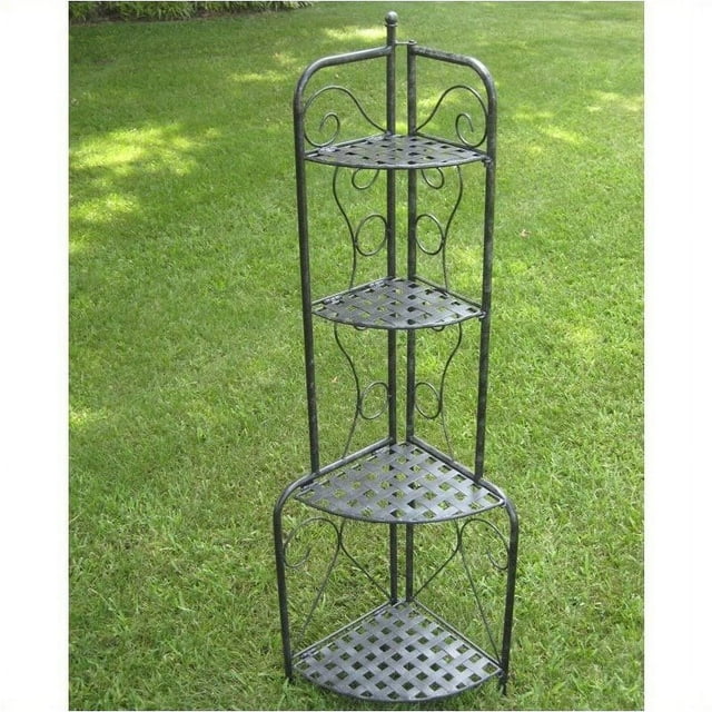 Pemberly Row Iron Folding Indoor Outdoor 4-Tier Bakers Rack