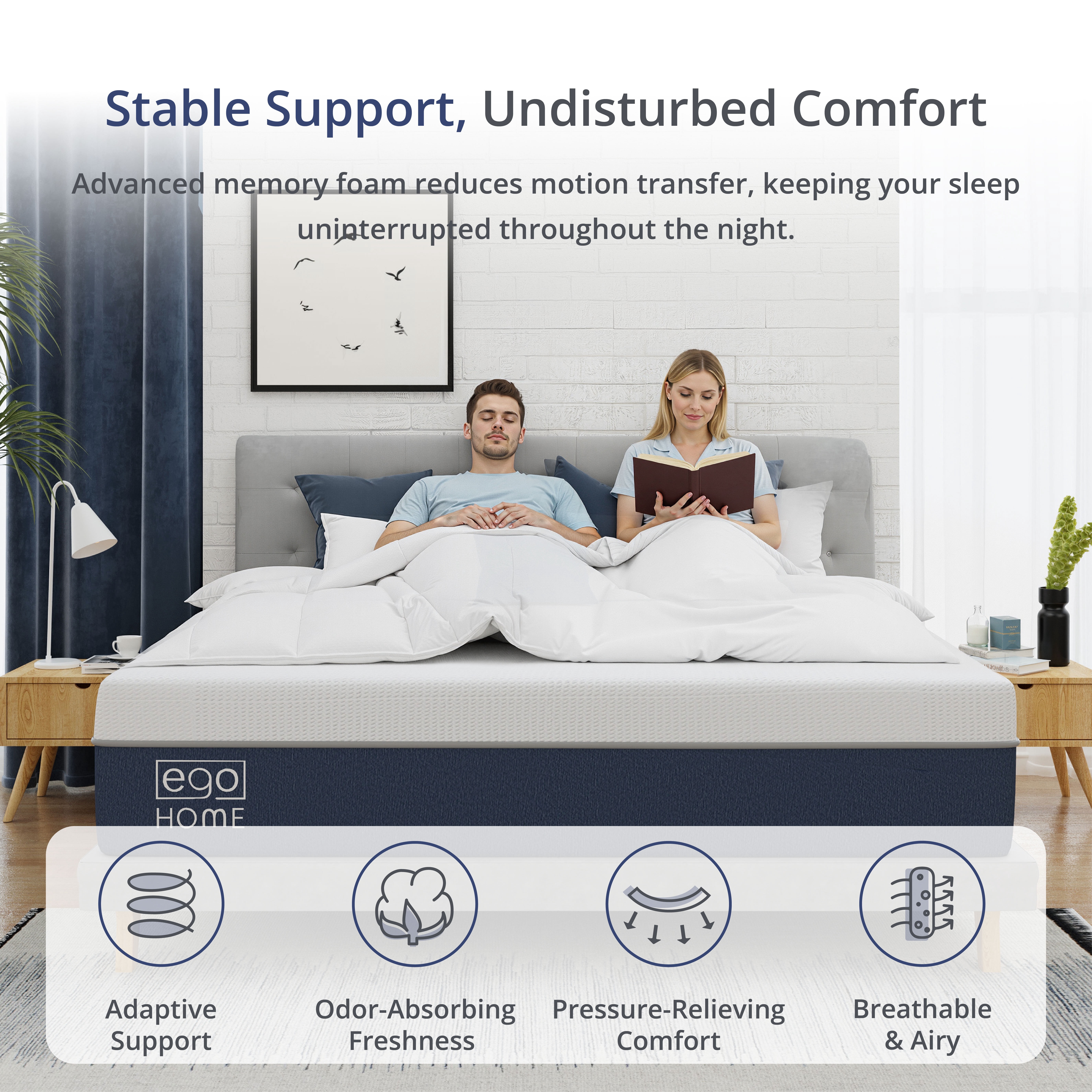 EGOHOME 14 inch Twin XL Mattress in a Box, Cooling Gel Memory Foam Mattress, Medium Firm