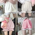 thumbnail image 2 of Women Winter Plush Velvet Lolita Bloomers Ruffled Lace Trim Bow Loose Pumpkin Pants Solid Color Thermal Pajama Safety Shorts Lounge Underpants, 2 of 21