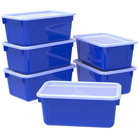- Storex Small Cubby locker Bin, with Cover, Classroom Colors Blue(6 units/pack)