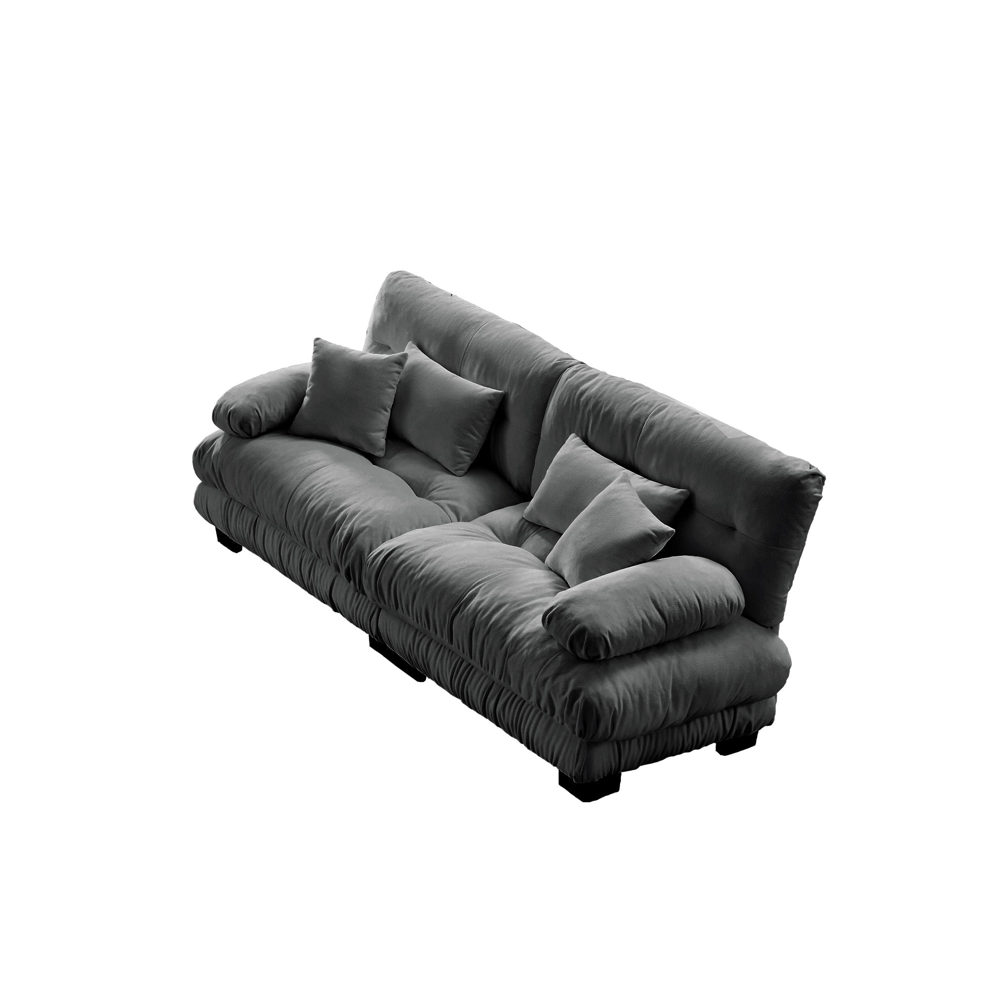 Gewnee Gray Chenille Cloud Couch 2 Seater Sofa with 2 Lumbar pillows 2 - Seat sofa for Living Room