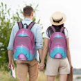 thumbnail image 5 of Honeii Pink Shark Pool Fantasy Print Canvas College Laptop Backpack, Durable Rucksack Travel Notebook Bag School Backpack Book Bag for Men Women-, 5 of 6