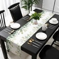 thumbnail image 3 of Eucalyptus Table Runner 36 Inches Long, Sage Green Brown Leaf Boho Minimalist White Kitchen Coffee Dining Table Decoration for Home Party Birthday Wedding Home Decor 13x36 Inches, 3 of 8