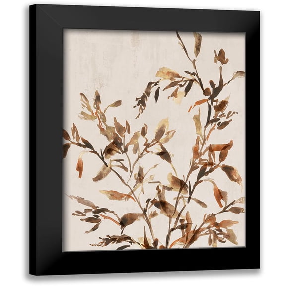 Aria K 12x14 Black Modern Framed Museum Art Print Titled - Golden Frond II