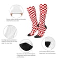 thumbnail image 4 of Red Checkerboard Pattern Knee High Socks for Women Long Leg Warmers Socks, 4 of 7