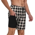 thumbnail image 2 of Kdxio Black Plaid Heart Print Men's Swim Trunks with Compression Liner 7 Inch Inseam Quick Dry Swim Shorts, 2 of 7