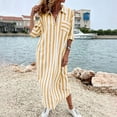 thumbnail image 6 of IUYRTFE Women's Striped Button Down Shirt Dress Long Sleeve Collared Maxi Dress with Pockets Loose Fit Casual Long Gown, 6 of 7