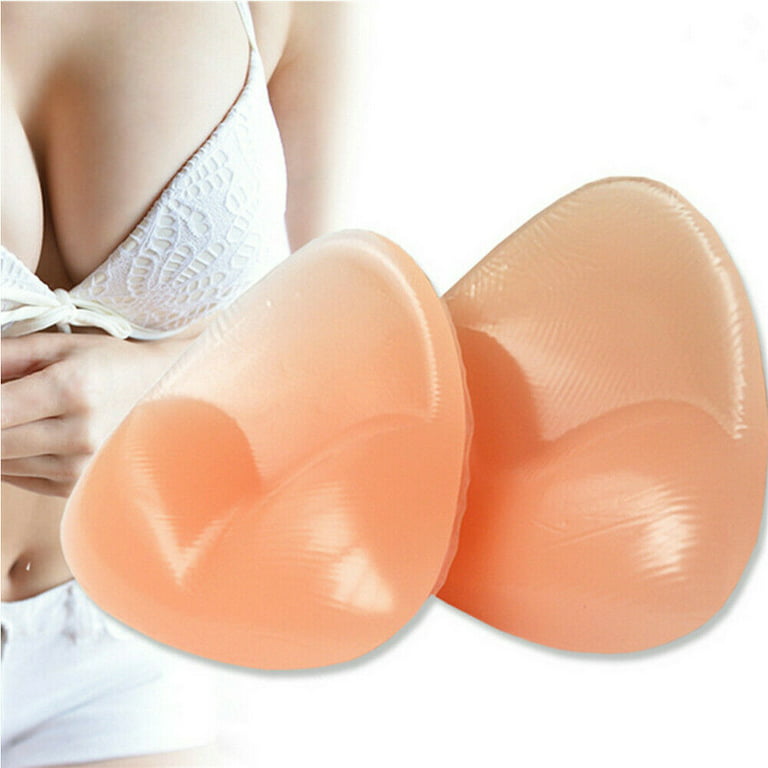 1 Pair Silicone Bra Inserts Push-up Breast Pads Reusable Breast Lift  Enhancer for Women Girls Bikini(Beige/L) 