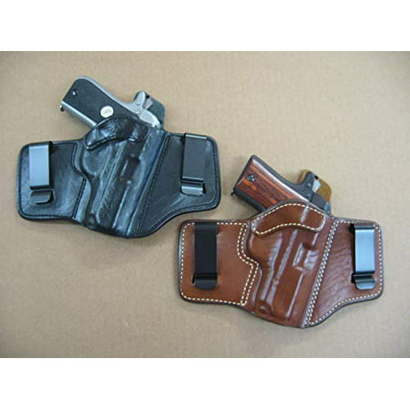 Azula 2 Clip IWB Leather in The Waistband Concealed Carry Holster for Glock 43, 43X 9mm Pistol CCW TAN