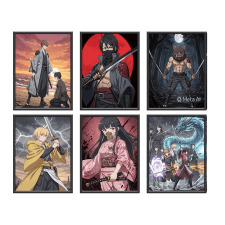 QTH Samurai Sword Legend Collection Anime Decor Historical Gift Idea - Set of 6 Pcs (8x10) Unframed