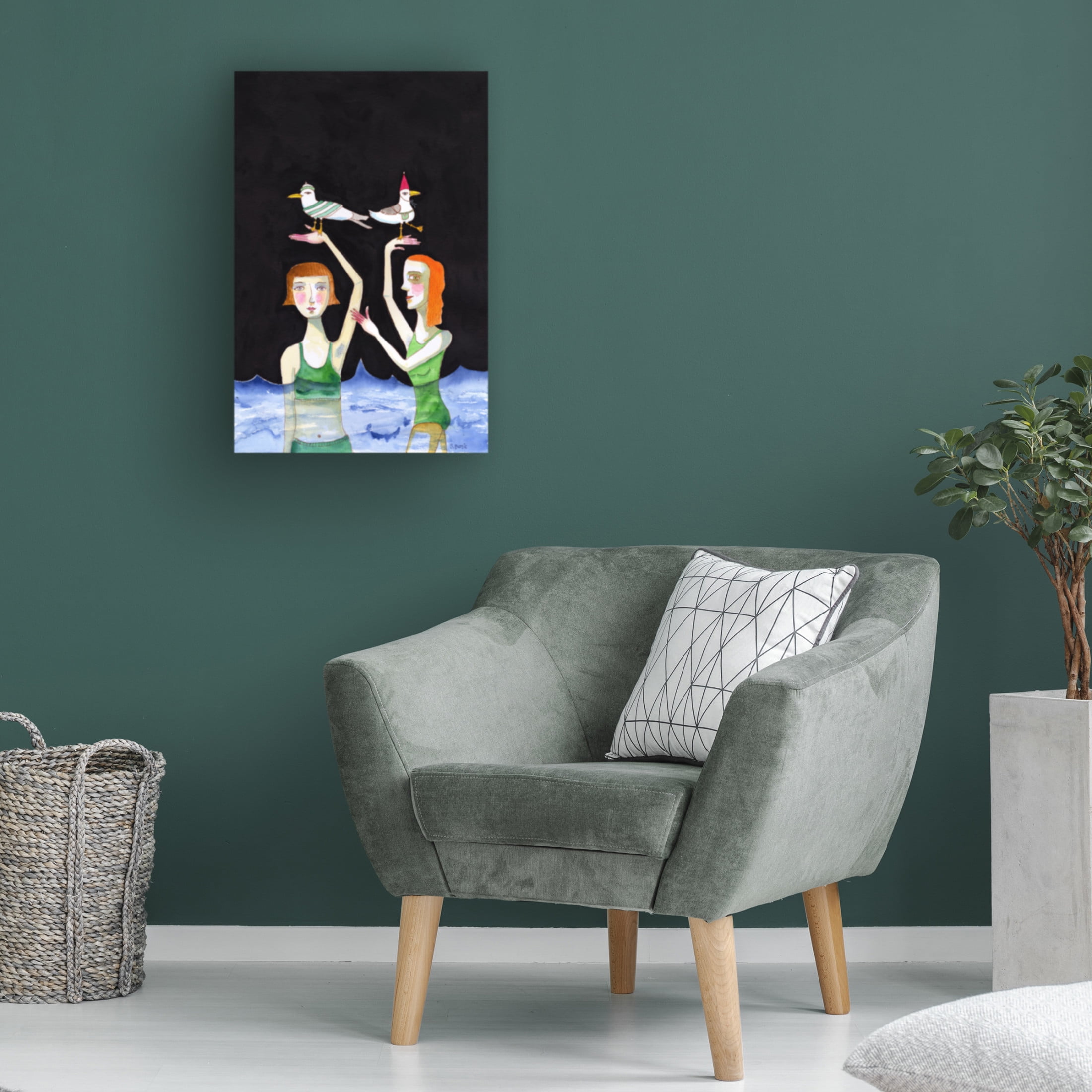 Trademark Fine Art Sharyn Bursic  Best Friends Swimming with birds Canvas Wall Art
