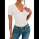 thumbnail image 1 of Blusa de para Mujer, de Corta, Cuello Redondo, Ajustada, con Encaje Floral Liso, Blusas Transparentes con Cuello en V XXL, 1 of 7