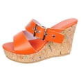 thumbnail image 6 of Platform Sandals for Women Cork Wedges Backless High Heels Open Toe 2026 Summer Fashion Buckle Strap Slip on Slides Red Size 9, 6 of 7